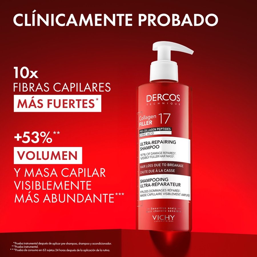 Shampoo Dercos Collagen 17 Filler Tratamiento 400ml