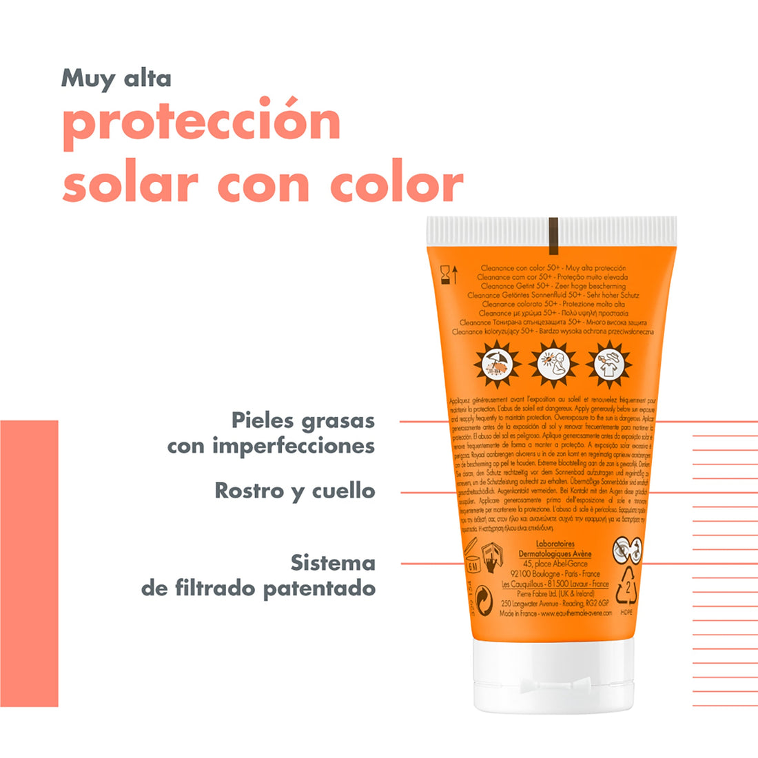 AVÈNE Cleanance Solar Con Color SPF50+ 50ml