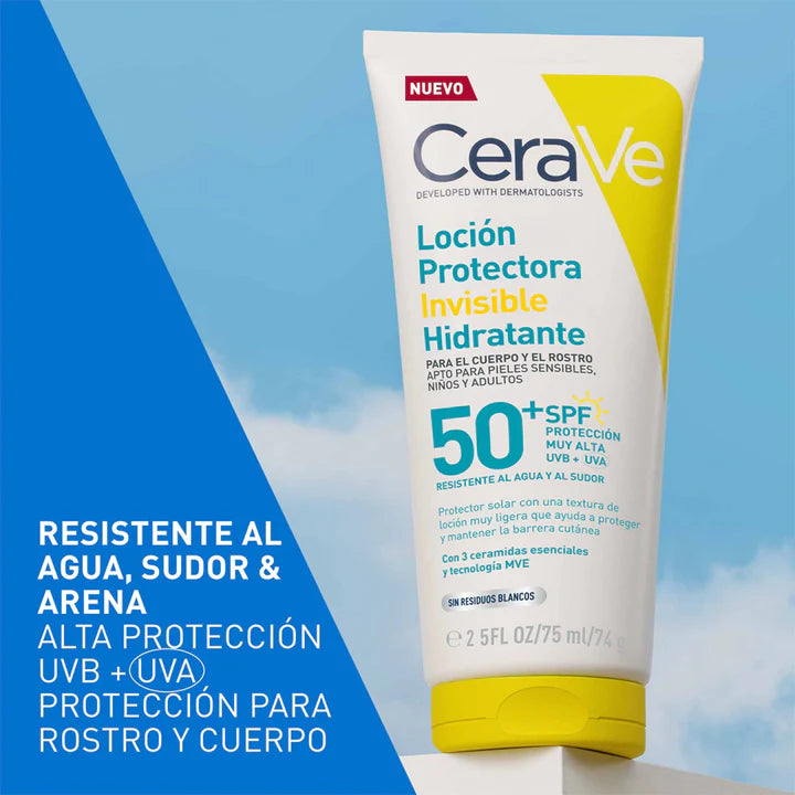 Protector solar cuerpo y rostro Loción Invisible Hidratante FPS 50+ 75ml