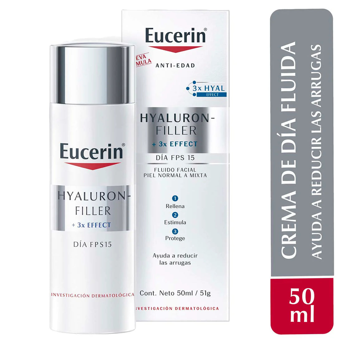 EUCERIN Hyaluron-Filler + 3x Effect Crema Facial de Día para Piel Normal a Mixta FPS15 50ml