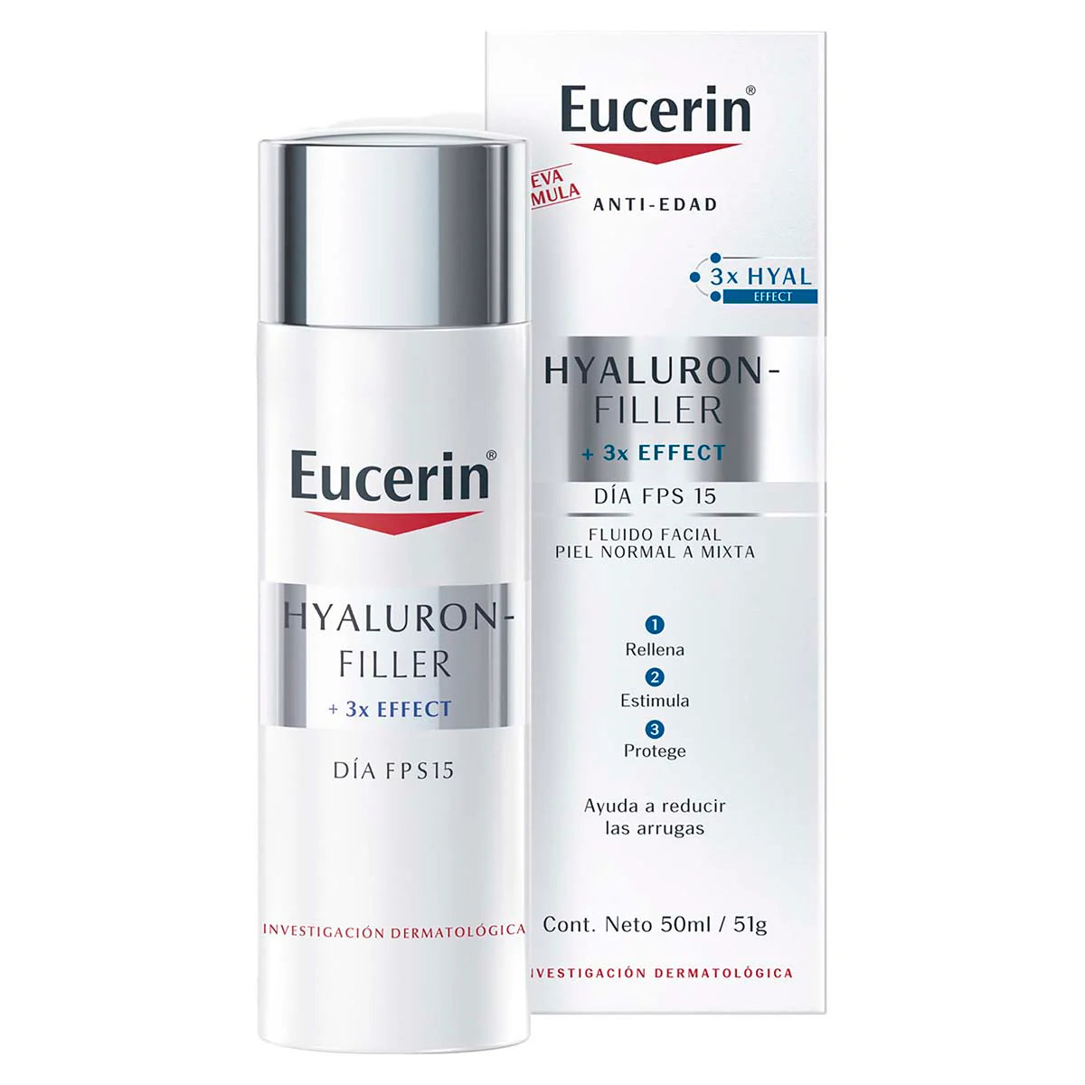 EUCERIN Hyaluron-Filler + 3x Effect Crema Facial de Día para Piel Normal a Mixta FPS15 50ml