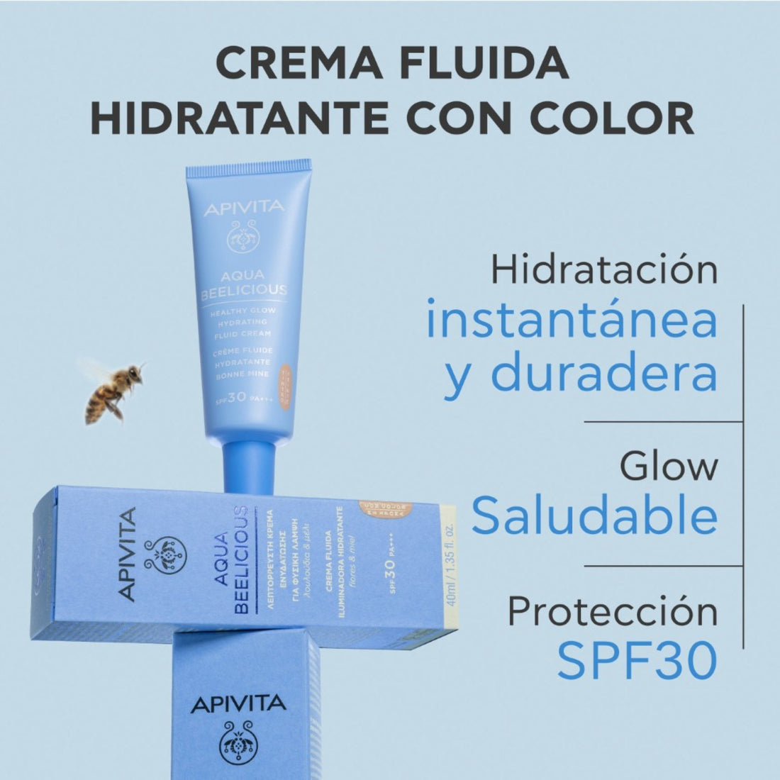 Crema Hidratante con Color SPF30 Aqua Beelicious 40ml