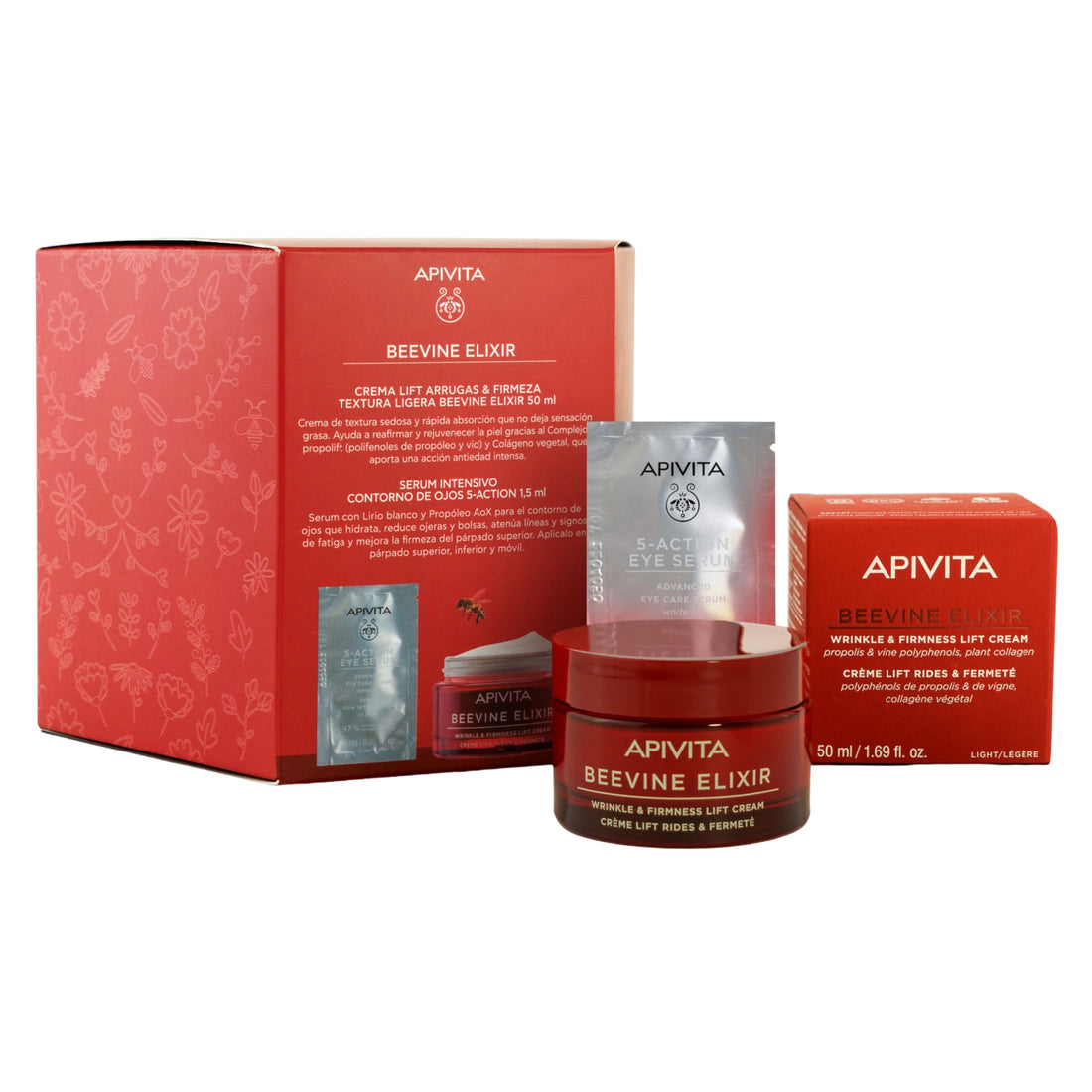 Set Crema Lift Arrugas y firmeza Beevine Elixir 50ml + serum contorno de ojos 1,5ml