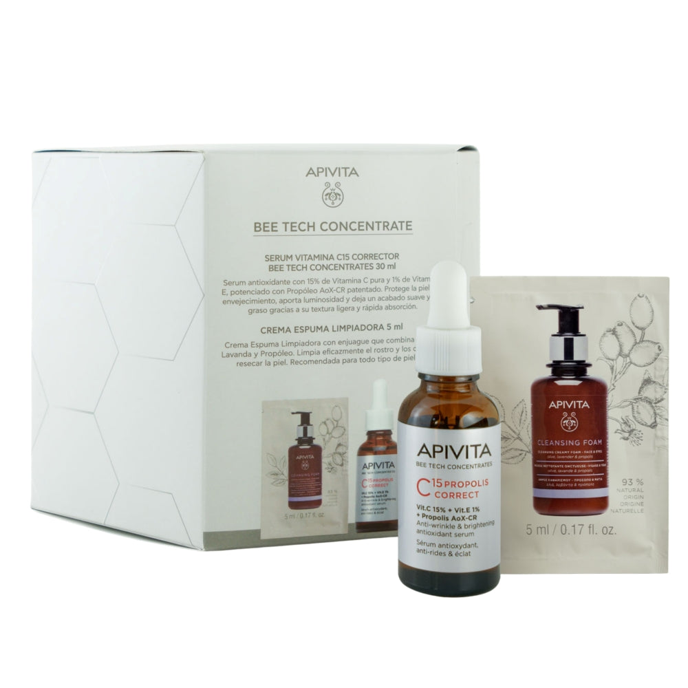Set Serum Vitamina C15 Bee Tech 30ml + Crema Espuma Limpiadora 5ml