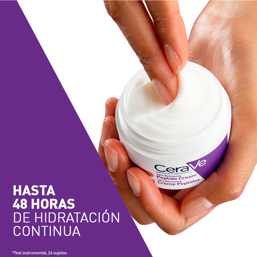 Hidratación de Cerave Skin Renewing Crema con Péptidos